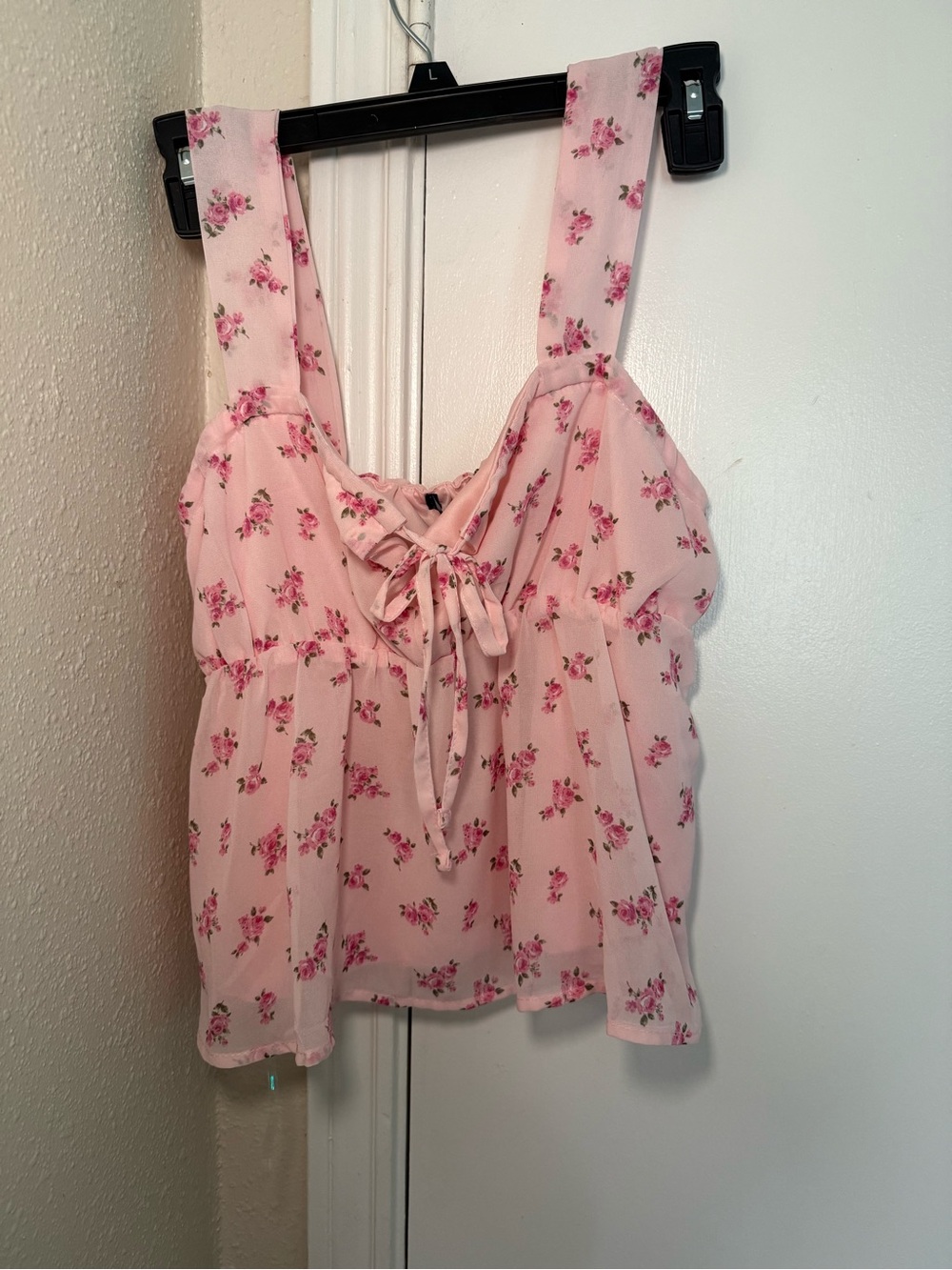 Sugarkiss Pink Floral Babydoll Tie Front Top - Size Medium -Coquette Style - NWT